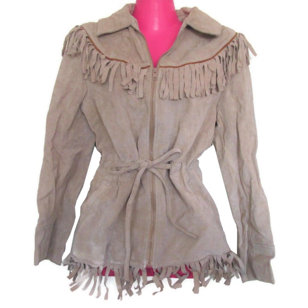 vintage boho fringe suede jacket size small